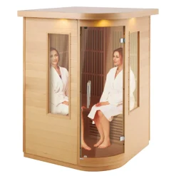 VEVOR Far Infrared Wooden Sauna, Room Home Sauna Spa for 1 to 2 Person, Low EMF Far Infrared Hemlock Wood Sauna with Tempered Glass Door & Multicolor Lamp & Bluetooth Speakers & Chromotherapy Lights,