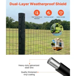 VEVOR Farm Fence,  48 in x 50 ft, 2 x 4 in Mesh 14 Gauge Galvanized Steel Wire Fencing for Cattle, Hog & Sheep , Heavy Duty Vinyl Coated Livestock Fence for Animal Enclosures, Cage Wire, Garden Fences