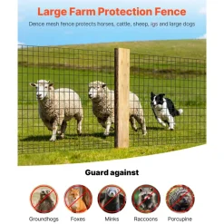 VEVOR Farm Fence,  48 in x 50 ft, 2 x 4 in Mesh 14 Gauge Galvanized Steel Wire Fencing for Cattle, Hog & Sheep , Heavy Duty Vinyl Coated Livestock Fence for Animal Enclosures, Cage Wire, Garden Fences