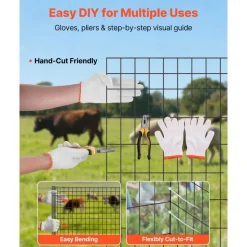VEVOR Farm Fence,  48 in x 50 ft, 2 x 4 in Mesh 14 Gauge Galvanized Steel Wire Fencing for Cattle, Hog & Sheep , Heavy Duty Vinyl Coated Livestock Fence for Animal Enclosures, Cage Wire, Garden Fences