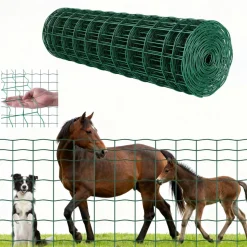 VEVOR Farm Fence, 39 x 787 in, 4 x 4 in Mesh 2.1mm Galvanized Steel Wire Fencing for Cattle, Hog & Sheep, Heavy Duty Vinyl Coated Livestock Fence for Animal Enclosures, Cage Wire, Garden Fences, Green