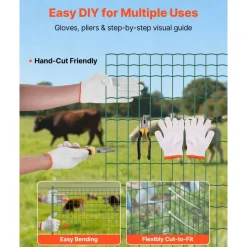 VEVOR Farm Fence, 39 x 984 in, 2 x 4 in Mesh 2.1mm Galvanized Steel Wire Fencing for Cattle, Hog & Sheep, Heavy Duty Vinyl Coated Livestock Fence for Animal Enclosures, Cage Wire, Garden Fences, Green