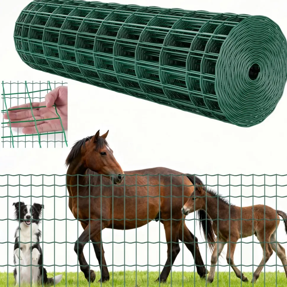 VEVOR Farm Fence, 47 x 984 in, 2 x 4 in Mesh 2.1mm Galvanized Steel Wire Fencing for Cattle, Hog & Sheep, Heavy Duty Vinyl Coated Livestock Fence for Animal Enclosures, Cage Wire, Garden Fences, Green