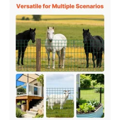 VEVOR Farm Fence, 47 x 984 in, 2 x 4 in Mesh 2.1mm Galvanized Steel Wire Fencing for Cattle, Hog & Sheep, Heavy Duty Vinyl Coated Livestock Fence for Animal Enclosures, Cage Wire, Garden Fences, Green