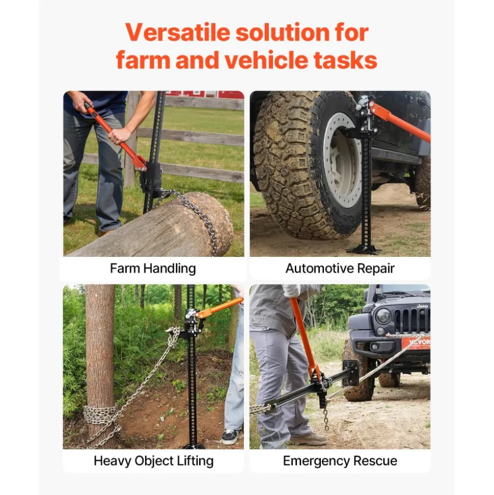 VEVOR Farm Jack, 48" Utility High Lift Farm Jack, 3.18 Ton (7,000 lbs) Capacity Ratcheting Off Road Utility Jacks, Heavy-Duty Lift Jacks with 5.12"-42.5" Lifting Range for Tractor, Truck, SUV