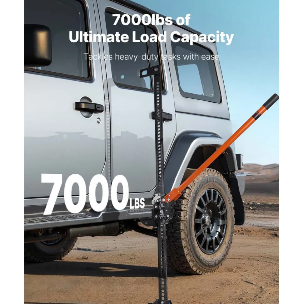 VEVOR Farm Jack, 48" Utility High Lift Farm Jack, 3.18 Ton (7,000 lbs) Capacity Ratcheting Off Road Utility Jacks, Heavy-Duty Lift Jacks with 5.12"-42.5" Lifting Range for Tractor, Truck, SUV