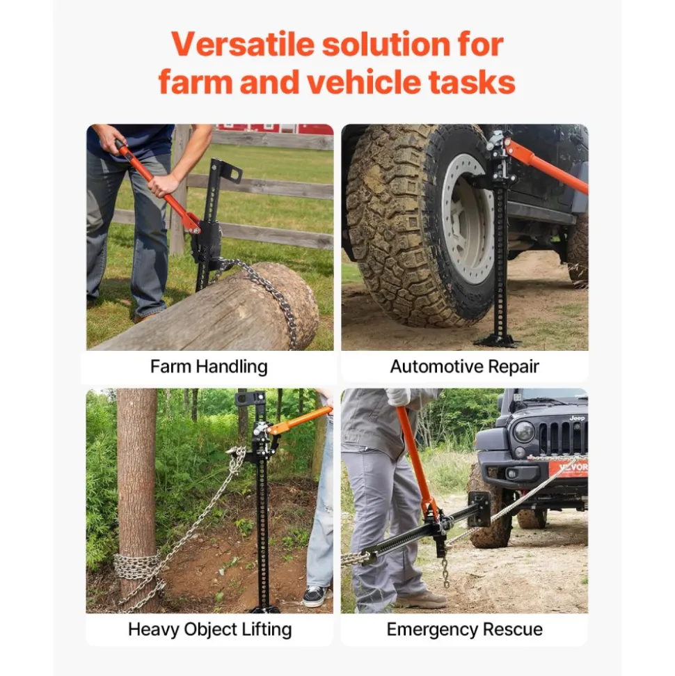 VEVOR Farm Jack, 33" Utility High Lift Farm Jack, 3.18 Ton (7,000 lbs) Capacity Ratcheting Off Road Utility Jacks, Heavy-Duty Lift Jacks with 5.12"-28" Lifting Range for Tractor, Truck, SUV