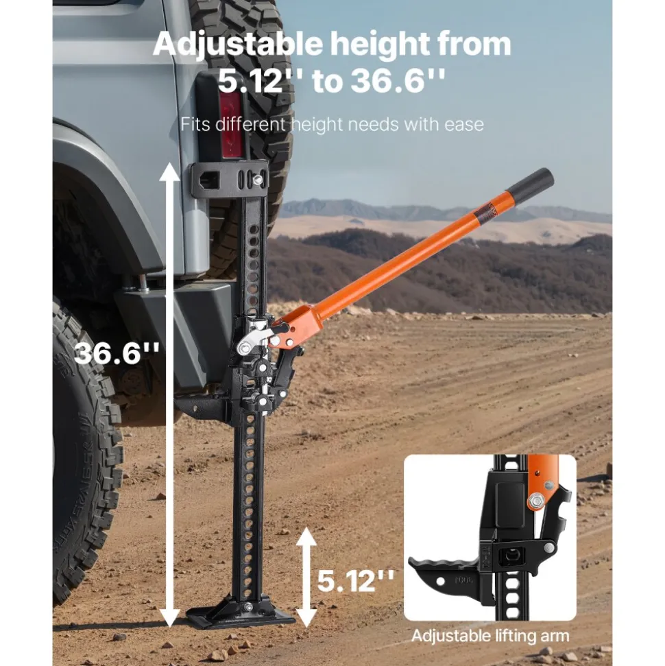 VEVOR Farm Jack, 42" Utility High Lift Farm Jack, 3.18 Ton (7,000 lbs) Capacity Ratcheting Off Road Utility Jacks, Heavy-Duty Lift Jacks with 5.12"-36.6" Lifting Range for Tractor, Truck, SUV