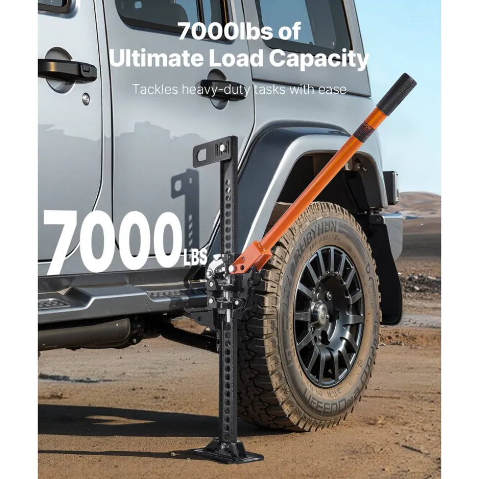VEVOR Farm Jack, 42" Utility High Lift Farm Jack, 3.18 Ton (7,000 lbs) Capacity Ratcheting Off Road Utility Jacks, Heavy-Duty Lift Jacks with 5.12"-36.6" Lifting Range for Tractor, Truck, SUV