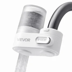 VEVOR Faucet Mount Water Filter, Vertical Water Purifier for Sink Tap, Carbon Fiber Filters, Removes Chlorine Lead with 1 Filter, Fits Most Kitchen or Bathroom Faucets, White