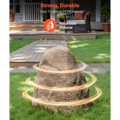 VEVOR Faux Rock Cover, Outdoor Fake Rock Well Pump Cover, Realistic Natural Texture, Lightweight & Weather-Resistant Artificial Boulder for Landscaping Garden Yard Décor, Sandy Brown, Small Size