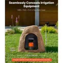 VEVOR Faux Rock Cover, Outdoor Fake Rock Well Pump Cover, Realistic Natural Texture, Lightweight & Weather-Resistant Artificial Boulder for Landscaping Garden Yard Décor, Sandy Brown, Small Size