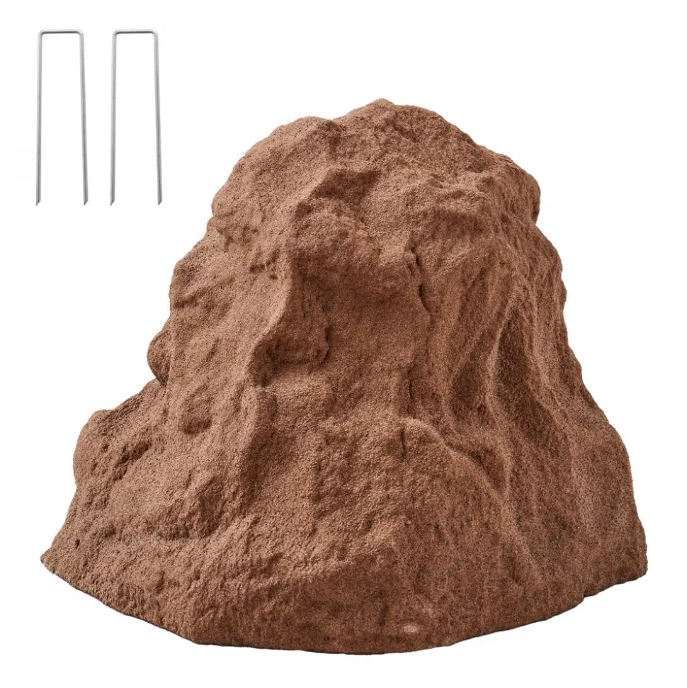 VEVOR Faux Rock Cover, Outdoor Fake Rock Well Pump Cover, Realistic Natural Texture, Lightweight & Weather-Resistant Polyresin Artificial Boulder for Landscaping Garden Yard Décor, Brown, Small Size