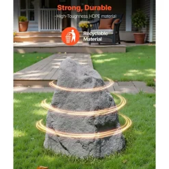 VEVOR Faux Rock Cover, Outdoor Fake Landscape Rock Well Pump Cover, Realistic Appearance & Seamless Design, Lightweight & Weather-Resistant Artificial Boulder for Garden Yard Décor, Grey, Medium Size