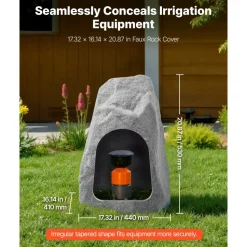 VEVOR Faux Rock Cover, Outdoor Fake Landscape Rock Well Pump Cover, Realistic Appearance & Seamless Design, Lightweight & Weather-Resistant Artificial Boulder for Garden Yard Décor, Grey, Medium Size