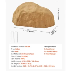 VEVOR Faux Rock Cover, Outdoor Fake Rock Well Pump Cover, Realistic Natural Texture, Lightweight & Weather-Resistant Artificial Boulder for Landscaping Garden Yard Décor, Sand Yellow, Small Size