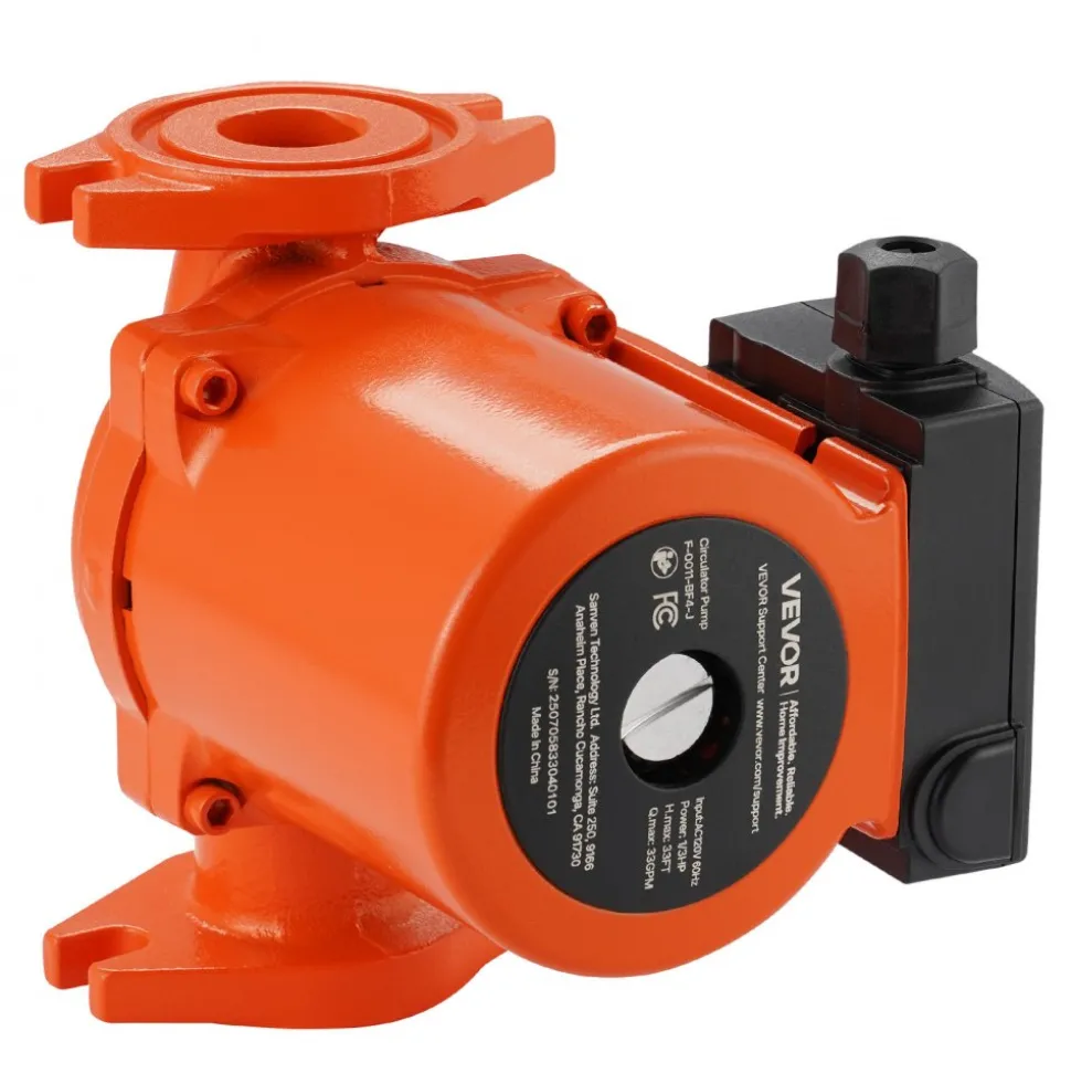 VEVOR F-0011-BF4-J Cast Iron Circulator Pump, 33 GPM, AC 120V 33 ft Hot Water Recirculating Circulation Pump, 1-1/4 in Flange Connection, 3-Speed Adjustment, Quiet Operation, for Home Heating System