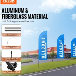 VEVOR Feather Flag Pole Kit, 2 Packs Swooper Flag Pole 12.7 ft, Sign Flag Poles for Business Advertising Flags Outdoor, with Ground Stakes and A Carrying Bag (Flag Not Included)