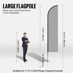 VEVOR Feather Flag Pole Kit, 3 Packs Swooper Flag Pole 16.3 ft, Sign Flag Poles for Business Advertising Flags Outdoor, with Ground Stakes and A Carrying Bag (Flag Not Included)