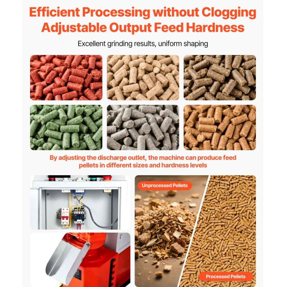 VEVOR Feed Pellet Mill Machine, 4 mm Animal Feed Pellet Making Machine, 3KW 240V Animal Food Granulator Mill Machines with 3 Pressure Rollers & 4 Wheels, Ideal for Poultry, Livestock, Farm Animals