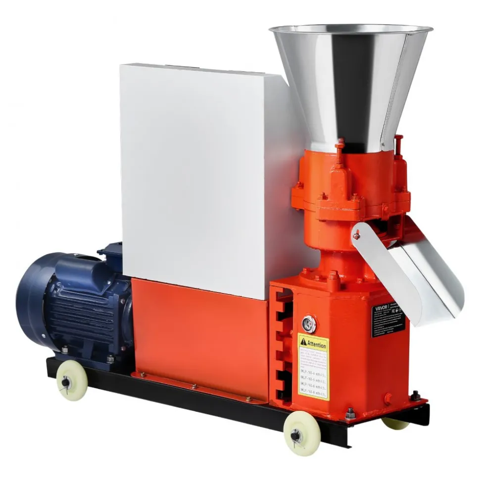 VEVOR Feed Pellet Mill Machine, 5 mm Animal Feed Pellet Making Machine, 3KW 240V Animal Food Granulator Mill Machines with 3 Pressure Rollers & 4 Wheels, Ideal for Poultry, Livestock, Farm Animals