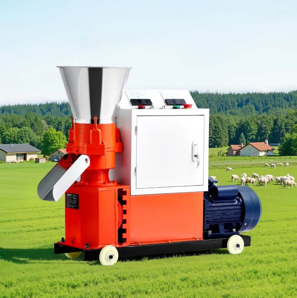 VEVOR Feed Pellet Mill Machine, 5 mm Animal Feed Pellet Making Machine, 3KW 240V Animal Food Granulator Mill Machines with 3 Pressure Rollers & 4 Wheels, Ideal for Poultry, Livestock, Farm Animals