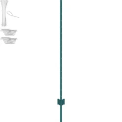 VEVOR 5 Feet Fence Post, 10 Pack U-Channel Heavy Duty Metal Fence Posts, Sturdy Steel Fence Stakes for Garden Yard, Lawn, Farms and Outdoor Wire Fencing, Green