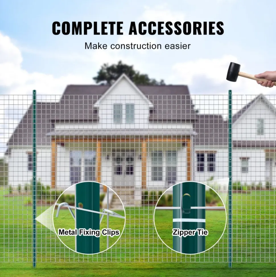 VEVOR 6 Feet Fence Post, 6 Pack U-Channel Heavy Duty Metal Fence Posts, Sturdy Steel Fence Stakes for Garden Yard, Lawn, Farms and Outdoor Wire Fencing, Green