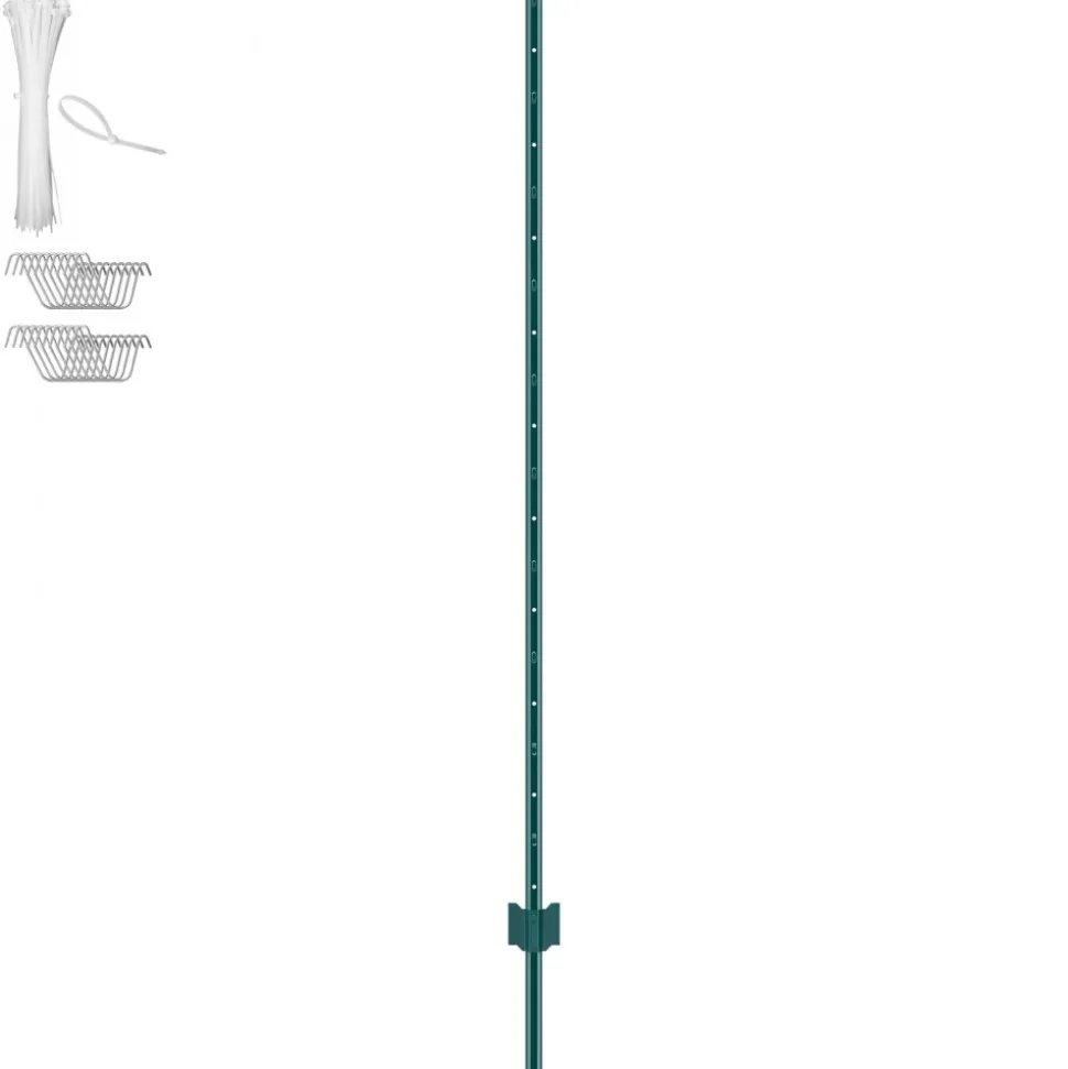 VEVOR 6 Feet Fence Post, 6 Pack U-Channel Heavy Duty Metal Fence Posts, Sturdy Steel Fence Stakes for Garden Yard, Lawn, Farms and Outdoor Wire Fencing, Green