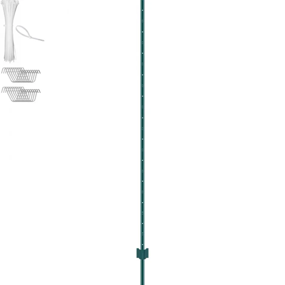 VEVOR 7 Feet Fence Post, 10 Pack U-Channel Heavy Duty Metal Fence Posts, Sturdy Steel Fence Stakes for Garden Yard, Lawn, Farms and Outdoor Wire Fencing, Green