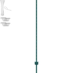 VEVOR 6 Feet Fence Post, 10 Pack U-Channel Heavy Duty Metal Fence Posts, Sturdy Steel Fence Stakes for Garden Yard, Lawn, Farms and Outdoor Wire Fencing, Green
