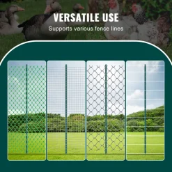 VEVOR 6 Feet Fence Post, 10 Pack U-Channel Heavy Duty Metal Fence Posts, Sturdy Steel Fence Stakes for Garden Yard, Lawn, Farms and Outdoor Wire Fencing, Green