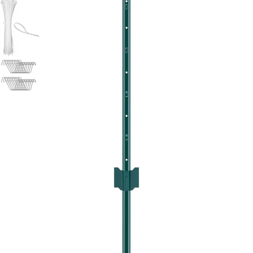 VEVOR 3 Feet Fence Post, 10 Pack U-Channel Heavy Duty Metal Fence Posts, Sturdy Steel Fence Stakes for Garden Yard, Lawn, Farms and Outdoor Wire Fencing, Green
