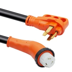 VEVOR 30 Feet RV Power Cord, 50 Amp, Heavy Duty STW 6/3 + 8/1 Generator Cord, NEMA 14-50P Male NEMA SS2-50R Female Plug, with LED Indicator Handle 15A Adapter, for RVs, generators, campers, ETL Listed