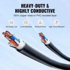 VEVOR 30 Feet RV Power Cord, 50 Amp, Heavy Duty STW 6/3 + 8/1 Generator Cord, NEMA 14-50P Male NEMA SS2-50R Female Plug, with LED Indicator Handle 15A Adapter, for RVs, generators, campers, ETL Listed