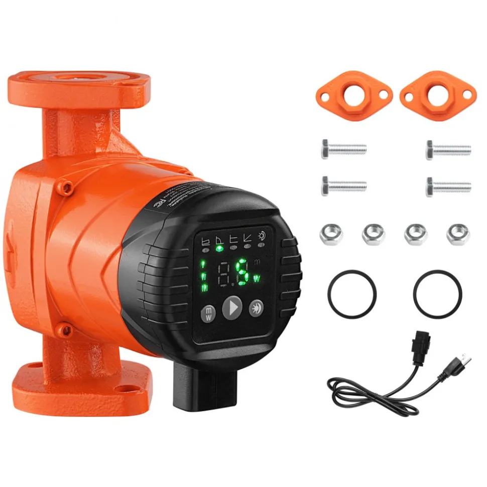 VEVOR F-E007-1F1 High Efficiency Circulator Pump, 16 GPM, 120V 20 ft Cast Iron Hot Water Recirculating Circulation Pump, 1 in Flange Connection, Check Valve, Quiet Operation, for Home Heating System
