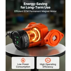 VEVOR F-E007-1F1 High Efficiency Circulator Pump, 16 GPM, 120V 20 ft Cast Iron Hot Water Recirculating Circulation Pump, 1 in Flange Connection, Check Valve, Quiet Operation, for Home Heating System