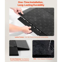 VEVOR Female Garage Floors Transition Edge Kit, 15 PCS Sturdy PP Interlocking Modular Garage Floor Edging Slip-resistant, Easy Assembly Compatible Only With VEVOR Upgraded 6-Lock Garage Mats, Black