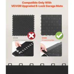 VEVOR Female Garage Floors Transition Edge Kit, 15 PCS Sturdy PP Interlocking Modular Garage Floor Edging Slip-resistant, Easy Assembly Compatible Only With VEVOR Upgraded 6-Lock Garage Mats, Black