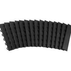 VEVOR Female Garage Floors Transition Edge Kit, 15 PCS Sturdy PP Interlocking Modular Garage Floor Edging Slip-resistant, Easy Assembly Compatible Only With VEVOR Upgraded 6-Lock Garage Mats, Black