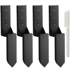VEVOR Fence Post Anchor Repair Kit, 4 Pack Inner Diameter 3.5 x3.5 Inches Heavy Duty Steel Fence Post Support Stakes, Anchor Ground Spike for Repair Tilted, Broken Wood Fence Post, Enveloping