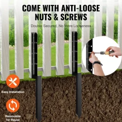 VEVOR Fence Post Anchor Repair Kit, 4 Pack Inner Diameter 2 x2 Inches Heavy Duty Steel Fence Post Support Stakes, Anchor Ground Spike for Repair Tilted, Broken Wood Fence Post