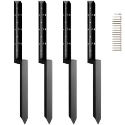 VEVOR Fence Post Anchor Repair Kit, 4 Pack Inner Diameter 2 x2 Inches Heavy Duty Steel Fence Post Support Stakes, Anchor Ground Spike for Repair Tilted, Broken Wood Fence Post