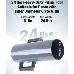 VEVOR Fence Post Driver, Heavy Duty T Post Driver with Handles, Metal Manual Pounder Rammer for U-Channel,Wooden Fence, Fits T-Posts with Inner Diameter up to 6.1in,Ideal for Farm, Garden, Yard