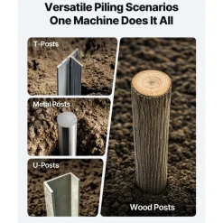 VEVOR Fence Post Driver, Heavy Duty T Post Driver with Handles, Metal Manual Pounder Rammer for U-Channel,Wooden Fence, Fits T-Posts with Inner Diameter up to 6.1in,Ideal for Farm, Garden, Yard