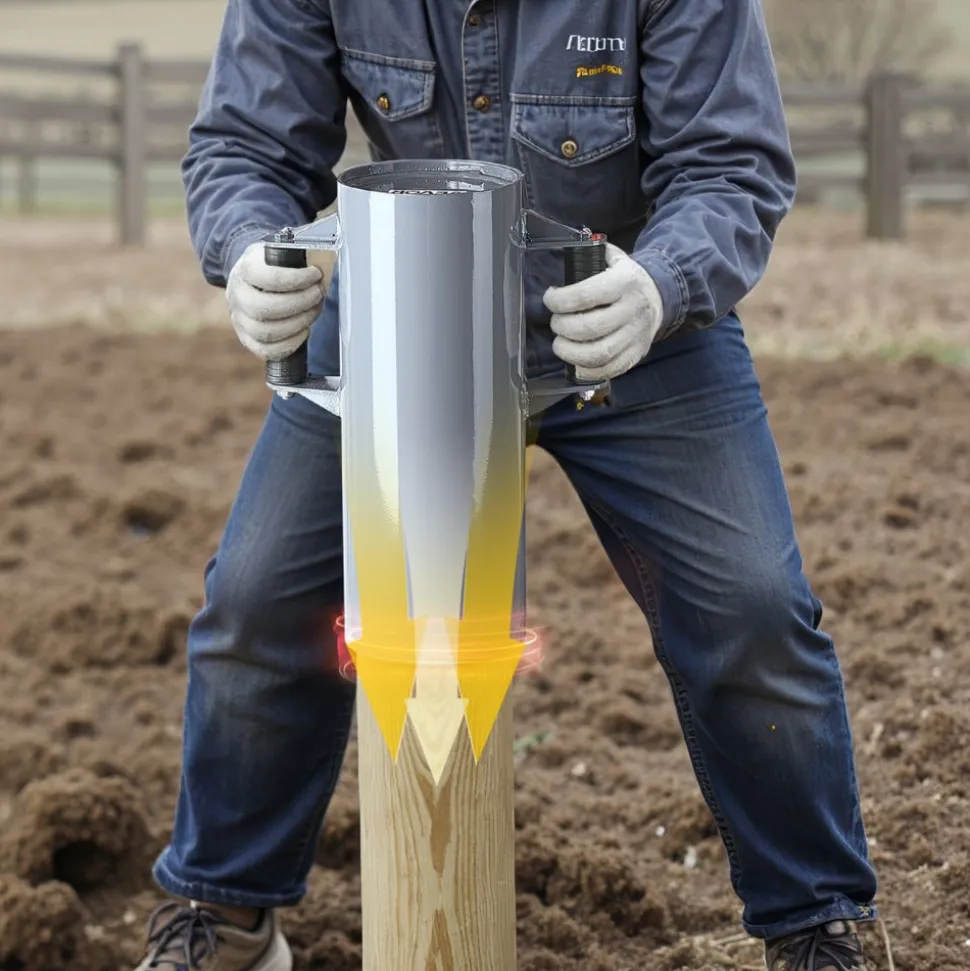 VEVOR Fence Post Driver, Heavy Duty T Post Driver with Handles, Metal Manual Pounder Rammer for U-Channel,Wooden Fence, Fits T-Posts with Inner Diameter up to 6.1in,Ideal for Farm, Garden, Yard
