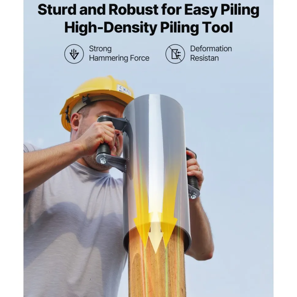 VEVOR Fence Post Driver, Heavy Duty T Post Driver with Handles, Metal Manual Pounder Rammer for U-Channel,Wooden Fence, Fits T-Posts with Inner Diameter up to 6.1in,Ideal for Farm, Garden, Yard