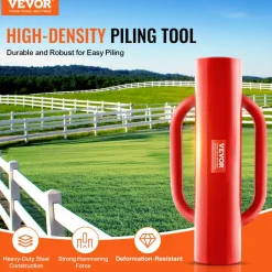 VEVOR Fence Post Driver with Handles, 2.7 in Inner Diameter T Post Pole Pounder, 14LB Heavy Duty Carbon Steel Hand Post Rammer, Farm Fencing Hole Digger for U Channel, Sign Pole, Wooden Post, Red