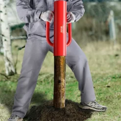 VEVOR Fence Post Driver with Handles, 2.7 in Inner Diameter T Post Pole Pounder, 14LB Heavy Duty Carbon Steel Hand Post Rammer, Farm Fencing Hole Digger for U Channel, Sign Pole, Wooden Post, Red