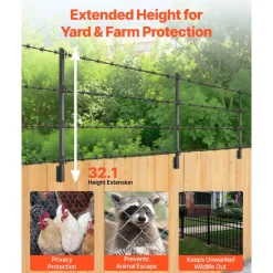 VEVOR Fence Post Extender, 12 Packs 32.1 in Barbed Wire Arm, Sturdy Steel Fence Height Extender, Flat or Surface Mounted  Barbed Wire Extension Arms, Protect Privacy and Prevent Pets Jumping Off
